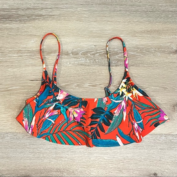 Old Navy Orange Floral Flounce Bikini Top - Picture 2 of 4